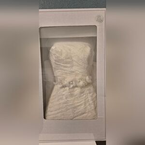 Vera Bradley Ivory Strapless Wedding Dress with Floral Sash